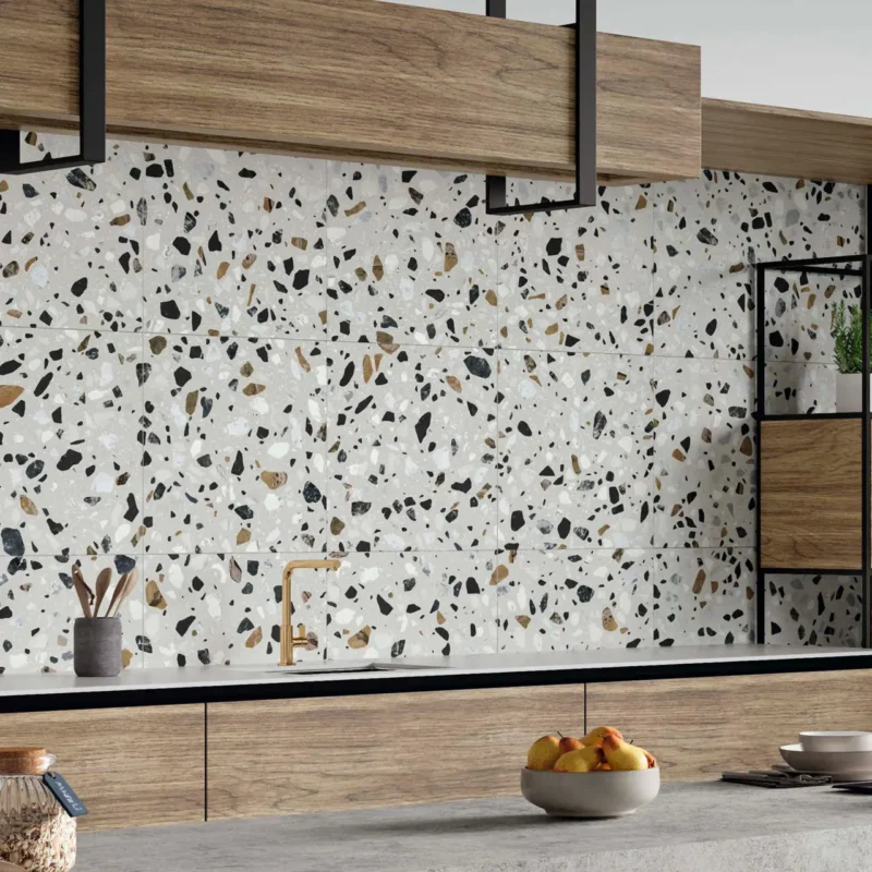Canaletto White Terrazzo Effect Tiles 60x60cm